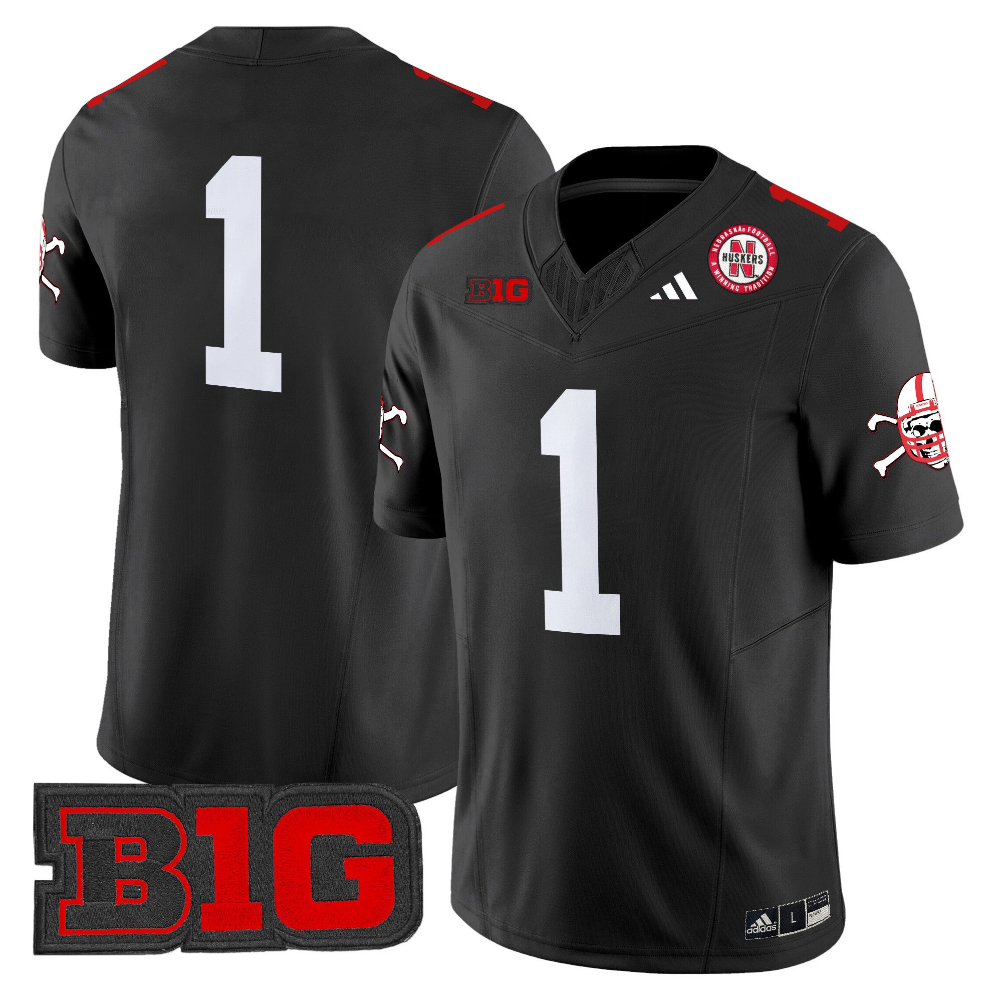 Men Nebraska Cornhuskers #1 No Name Black 2024 Vapor Limited NCAA Jersey style 1